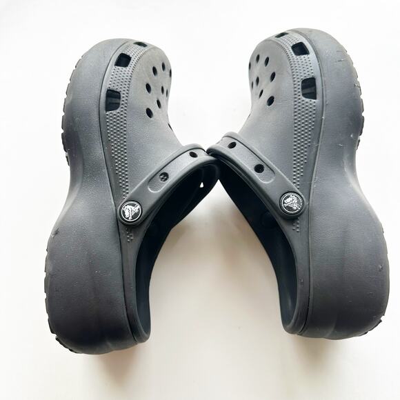 Crocs Classic Platform Clog Black Comfort Shoes W10 - Picture 5 of 7